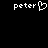 Pixelated white text 'peter' with a heart symbol replacing the letter 'o', displayed twice on a black background.