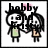 Two pixelated cartoon figures holding hands under a speech bubble with 'baby' text, one in green shirt and the other in brown dress.