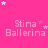 Pink background with repeated 'Stina Ballerina' text and white stars, static image with no visible animation changes.