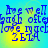 Blue text on a yellow-to-blue gradient background with repeated phrases and partial words in pixelated style.