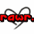 Red pixelated text 'RAW.' with a black outline sits beneath two gray curved lines forming an incomplete heart shape on a white background.