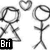 Black-and-white stick-figure animation with two female figures, hearts, and text labels 'Bri' and 'Corey' on a white background.