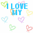 Blue text "I LOVE MY CUTE LITTLE TEDDY BEAR" surrounded by multicolored pixelated hearts on a white background.
