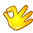 Yellow hand icon with thumb and index finger forming an 'OK' gesture, displayed in a of showing slight animation changes