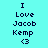 Pixelated text reads "I Love Jacob Kemp <3" on cyan background with white rectangular sections, animated to shift between three distinct layouts.