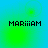 Pixelated text 'MARIAM' on a gradient background with shifting green and blue circular light effects.