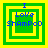 Four green and yellow square frames with blue text "I Love Shampoo" arranged in a , each frame showing different nested layer configurations