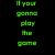 Green and red pixelated text on black background split into white and gray lower sections.