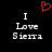 Red pixelated heart symbol above white text reading "I Love Sierra" on black background, duplicated side-by-side.