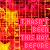 A repeating of pixelated text on a red and orange background with visible color shifts across repeated