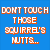 Blue and orange pixelated text with a blurry animal image on the right side