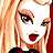 Pixelated cartoon-style buddy icon featuring a blonde woman's face on the left and green text on a dark background on the right, with visible dithering and low-resolution rendering artifacts.