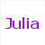 Purple text 'Julia' in various case combinations displayed across six with one empty