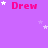 Purple background with repeated pink 'Drew' text and white stars, some stars animated to appear and disappear.