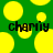 Green background with yellow circles; black text 'chamiy' appears twice in pixelated font.