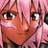 Pixelated anime-style character with pink hair and red eyes on left, black background with white text "Anime IM" and stylized "c0m" on right.