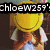 A pixelated image shows a person with long brown hair wearing white sleeves and blue clothing, holding a large yellow smiley face icon over their head.
