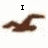 Brown bird silhouette with white pixelated edges on white background, accompanied by text above and below.