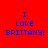 Four variations of a red background with blue text reading 'I LOVE BRITTANY!' displayed in different white rectangular arrangements.