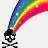 Animated contact sheet showing three frames of a buddy icon with skull-and-crossbones, rainbow arc, and text about forgotten words.