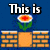 Pixelated animation of a flower with orange center and white petals, green stem, and brick wall background, with text changing across frames.