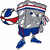 Pixelated character in blue shorts and red-white-blue headband holds a basketball, standing against white background with motion blur effect on right side.