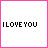 A 5x4 contact sheet of animated frames showing the text "I LOVE YOU" with pink heart symbols appearing and changing position across frames, all within a bright pink border on white background.