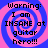 Four identical display a pixelated warning text over a blue and pink spiral background with no visible animation changes