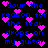 Blue pixelated text on black background with pink heart symbols scattered throughout, repeating the phrase 'Your the reason for the tear drops on my guitar' in a pattern