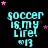 nine identical pixelated text icons with 'soccer is my life!' in cyan, each accompanied by a small heart symbol and scattered pink stars on black background