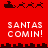 Red pixel art icon with Santa's sleigh and reindeer animations above and below text reading 'SANTAS COMIN!' in white block letters.