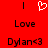 Red background with white vertical lines, a pixelated heart symbol, and black text reading Love and Dylanc3 in two