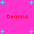 A static image with a bright pink background featuring scattered cyan plus signs and four instances of the text 'Deanna' in red pixelated font.