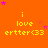 Orange background with yellow text 'i love erter<33' and pink stars; four of identical pixelated icons arranged in a