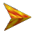 A sequence of 16 variations of a golden-yellow arrow-shaped icon with red-orange gradient, displayed in a against a light gray background