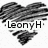 Two heart-shaped icons with horizontal striped patterns, each containing the text 'LeonyH' in black font on a white background.