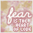 identical pixelated icons featuring 'fear' in large script above 'IS THE HEART OF LOVE' text on a textured beige background