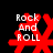 Four red pixelated symbols with white text 'Rock And ROLL' on black background, each symbol showing distinct animation frames.