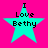 Four cyan stars on bright pink background with black text "I Love Betty" arranged in two of two