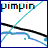 12 identical square displays a static icon with 'pimpin' text, diagonal cyan lines, and black curved shapes on white background