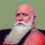 Static pixelated image of a bald man with a long white beard wearing a dark strap over a red garment against a green background.