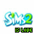 nine identical 'Sims 2' icons with green and blue text, each featuring a black rectangular bar below reading 'IS LOVE' in pixelated font