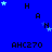 Blue background with repeated 'AHC270' text and scattered 'H', 'A', 'N' letters, animated light blue stars moving across the scene.