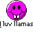 A pixelated pink smiley face with black eyes and white teeth, next to text reading 'I luv Mamas' and 'Instant Icons .com'.