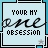Light blue square icon with black border and teal accents, displaying text "YOUR MY ONE OBSESSION" with a small star in the bottom right corner.