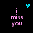 Pixelated text 'i miss you' in pink appears below cyan heart and cyan dot cluster on black background.