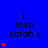 Blue background with black text 'i love sarah s' and red star symbols in various quantities across frames.