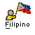 Pixelated icon shows a figure in yellow clothing holding the Philippine flag, with 'Filipino' text below on gray background.