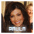 six pixelated images showing a woman with long dark hair and the text 'PAULA' on blue backgrounds, one frame displaying 'FOREVER', another 'FAN'