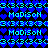 Pixelated blue and black pattern with repeated 'MaDisoH' text in cyan, arranged in alternating with diamond-shaped blue motifs on black background